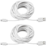 Smays 2-Pack 25ft USB to Micro USB Extension Power Cable Compatible for Wyze Cam, Oculus Go, Yi Home Camera, Kasa Cam Security Camera, White