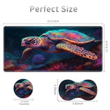 Desk Pad Mat + Wrist Rest Pad + Coasters Set, Durable Office Desk Mat 31.5"X 11.8", Large Gaming Mouse Pad Extended Non-Slip Rubber Base Keyboard Pad For Laptop & Home,Colored Turtle