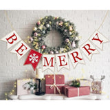 Christmas Burlap Banner Be Merry Banner Pre-Assembled Red White Xmas Bunting Garland Celebration Hanging Decorations For Holiday Home Decoration