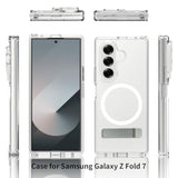 For Galaxy Z Fold 7 Case Compatible With Magsafe, Built-In Metal Kickstand & Strong Magnetic, Anti-Yellowing Non Slipping Out Phone Cover With Stand Slim Fit Samsung Galaxy Z Fold7 (Clear)