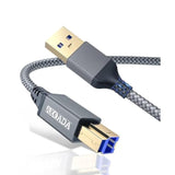Usb 3.0 Cable (10Ft), Durable Nylon Braided Usb A To Usb B Cable Compatible With Printers, Monitor, Docking Station, External Hard Drivers, Scanner, Hub And More Devices(Grey)
