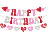 Valentine’S Day Birthday Banner Valentine’S Day Party Decorations Romantic Heart Garland For Girl Boy Celebrating Valentines Day Bday Party Supplies