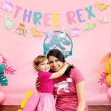 Dinosaur 3Rd Birthday Banner Garland Decorations For 3 Year Old Girl, Three Rex Dinosaur Theme Birthday Banner Pastel Macaroon Bday Party Supplies Decors