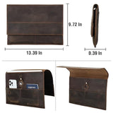 Top Grain Leather 13.3" Slim Laptop Sleeve Bag, Magnet Clasp Closure Design & 3 Pockets & Tracker Holder, Handmade, Compatible With Macbook Pro/Air 13.3"/Cellphone/Passport, Coffee 13.3 Inch
