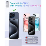 Cx Slim For Iphone 15 Pro Max Case Wallet | Protective Shockproof Heavy Duty Cover With Hidden Card Holder & Card Slot | Mirror & Wrist Strap Included - Black