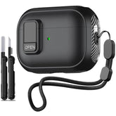 Compatible With Airpods Pro 2Nd Generation Case,?With Lock Clip? Carbon Fiber Design Protection Case For Airpods Pro 2Nd/1St Gen (2023/2022/2019) With Lanyard/Cleaning Pen - Balck