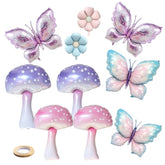 Fairy Balloons For Birthday Party,10Pack Pink Purple Mushroom Balloons,Butterfly Balloons,Fairy Themed Party Decorations,Magic For Birthday/Carnival
