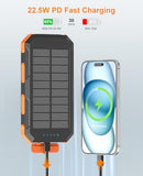Solar Charger Power Bank 38800mAh, 22.5W USB-C Fast Charging Portable Charger with 4 Built-in Cables, External Battery Pack with Dual LED Emergency
