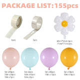155pcs Groovy Daisy Balloon Garland Kit - Pastel Boho Balloons for Party Decor