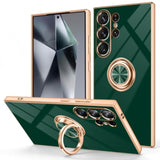 Green Samsung Galaxy S24 Ultra Case with Built-in Ring Holder Kickstand