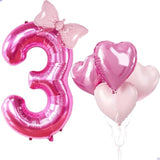 40 Inch Huge Pink 3 Balloon For Girls, Foil Mylar Helium Pink 3 Balloon Number For Girls 3Rd Birthday Little Miss Threenager Birthday Decorations, Celebrations Party Supplies Favors Backdrops