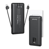 Portable Charger With Built-In Cables And Ac Wall Plug, 10000Mah Compact Slim Power Bank, External Battery Pack, Travel Accessories Compatible With Iphone, Android, All Cellphones