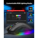Gaming Mouse With 12,000 Dpi Adjustable, Rgb Backlight, Optical Sensor, 8 Programmable Buttons, Rgb Gaming Mouse With 512Kb Onboard Memory, Wired Gaming Mouse For Windows 7 And Up