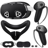 Silicone Cover Set Compatible With Meta/Oculus Quest 3S Accessories, Vr Silicone Face Cover, Vr Shell Cover,Touch Controller Grip Case,Camera Lens Protector Set(Black)