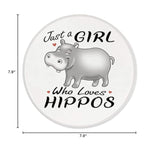 Just A Girl Who Loves Hippos Mouse Pad 7.9 X 7.9 Inch,Cute Cartoon Wild Animal Hippo Non-Slip Rubber Base Mousepads For Home Office College Dorm Desk Decor,Gifts For Hippo Lovers Girls