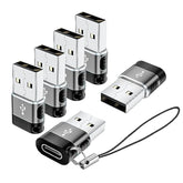 Usb To Usbc Adapter 6 Pack,Usb A To Usb C Adapter,Usba To Usbc Otg Adaptor,Type C Converter For Iphone,Macbook,Ipad,Car Play,Charger,Grey