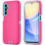 Phone Case For Samsung Galaxy A15 5G Case With Hd Screen Protector, Samsung A15 5G Case Durable Shockproof 3-Layer Cover For Galaxy A15 5G (Pink Skyblue)