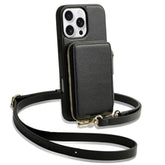 For 16 Pro Max Wallet Case, Zipper Crossbody Case With Wrist Strap Card Holder Protective Cover For Women For 16 Pro Max 6.9" Black
