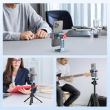 Phone Tripod Mount Aluminum Alloy, 360° Rotatable Phone Stand Holder Clamp with Cold Shoe and Arca Base Compatible with iPhone 15 Pro Max Galaxy S24
