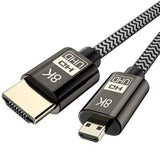 Cablecc Micro Hdmi To Hdmi 2.1 Ultra-Hd Uhd 8K 60Hz 4K 120Hz Cable 48Gbs Hdmi