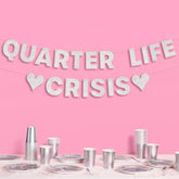 Quarter Life Crisis Banner - Silver Glitter, 4 Ft. | Fun Birthday Part