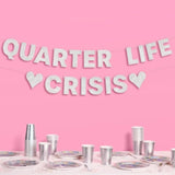 Quarter Life Crisis Banner - Silver Glitter, 4 Ft. | Fun Birthday Part