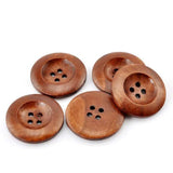 50Pc Wood Sewing Buttons Scrapbooking 4 Holes Round Coffee Buttons 25M