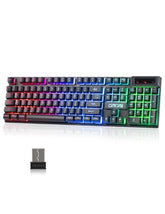 Wireless Gaming Keyboard, Rechargeable 104 Key Rainbow Led Light Up Keyboard For Pc Ps4 Ps5 Xbox One Laptop, Teclado Inalmbrico, Black (Wireless)