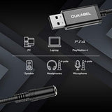 2-Pack USB to 3.5mm Audio Adapter Cable with TRRS Mic Support, 9.8 Inch