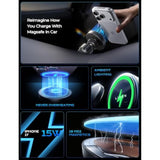 15W MagSafe Car Mount Charger, Fast Wireless Charging for iPhone 15/14/13/12