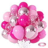 50pcs Pink Balloon Set 12in Metallic Confetti Balloons for Parties and Weddings