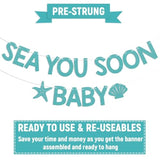 "Sea You Soon" Ocean Baby Shower Banner – Blue Glitter Under-the-Sea Decor