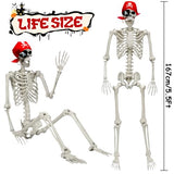 5.5 FT Skeleton Halloween Decorations, Posable Full Body Life-Size Skeleton Prop with Movable Joints for Halloween Decorations Haunted House Outdoor Yard Prop