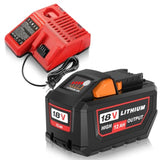 12.0Ah Replacement For Milwaukee 18V Battery&Charger Combo Kit Compatible With Milwaukee 18V Battery 12.0 High Output Battery 48-11-1815 48-11-1860 48-11-1890 48-11-2230 48-11-2830 (Multi)