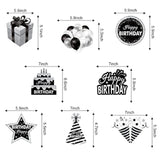 16PCS Black White Silver Birthday Swirls – Ceiling Hanging Party Decor set