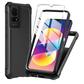 TCL K23 K24 T50LE Case with Tempered Glass Black Silicone Cover