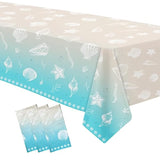 Beach Seashell Party Decorations Tablecloth, Disposable Beach Seashell Party Table Covers Supplies, Sea Shell Table Decorations For Birthday Baby Shower Wedding Party, 3 Pack, 54In X 108In