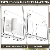 Wall Mounted Phone Holder, Clear Phone Stand Self Adhesive With Charging Hole Compatible With Iphone And Android Smartphone Cradle Bedside Organizer Remote Control Stand For Home Office 2-Pack