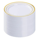 100Pcs Gold Plastic Plates, 10.25 Inch Disposable Dinner Plate Party With Gold Rim For Christmas, Thanksgiving, Heavy Duty Disposable Plastic Plates For Party, Wedding And Birthday, Events