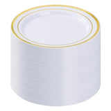 100Pcs Gold Plastic Plates, 10.25 Inch Disposable Dinner Plate Party With Gold Rim For Christmas, Thanksgiving, Heavy Duty Disposable Plastic Plates For Party, Wedding And Birthday, Events