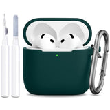 Compatible With Airpods 4Th Generation Case Cover, Soft Protective Silicone Skin With Clean Kit Accessories For Apple Airpods 4 Gen 2024, Front Led Visible, Dark Green