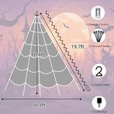 Halloween Decorations Outdoor, Spider Web Lights 250 LED Lighted Spider Web 16.4Ft Giant Halloween Decorations Light up, 8 Lighting Modes Waterproof & Timer for Indoor Haunted House Yard Decor, Purple