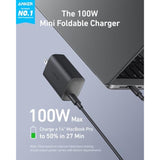Anker Nano Charger, 100W Foldable Type C Charger for iPhone Series, and All USB C Devices, 6FT USB-C Cable Included, Compatible with MagSafe