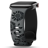 Floral Silicone Apple Watch Band for Women, Sunflower Design, Multiple Sizes