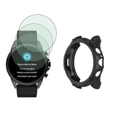 Watch Screen Protector (3+1Pack) Compatible With Fossil Gen 6 44Mm, Tempered Glass Film Anti-Scratch High Definition Full Coverage And Soft Tpu Protective Case, Black