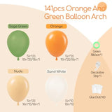 141pcs Little Cutie Balloon Arch Kit with Orange White and Green for Baby Shower