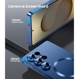 Matte For Samsung Galaxy S25 Ultra Case, Compatible With Magsafe, Slim Thin Magnetic Cover With Built-In Camera Lens Protector (Removable) Shockproof Phone Shell, Blue