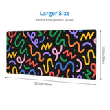 80S 90S Geometric Abstract Mouse Pad Extended Large Gaming Mousepad Xl Big Long Oversized Desk Mat Stitched Edges 31.5 X 11.8 Inch For Home Office