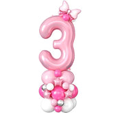 30pcs 40" Pink Number 3 Balloons for Girl's 3rd Birthday Party Decor