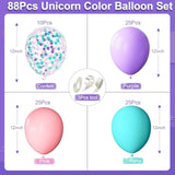 88Pack Pink Purple Blue Balloons 12In Pink Teal Purple Confetti Latex Balloons For Unicron Themed Girls Party Birthday Decorations